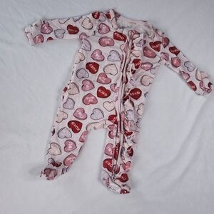 Caden Lane Ruffled Heart Zippered Footie Sleeper Pajama Newborn